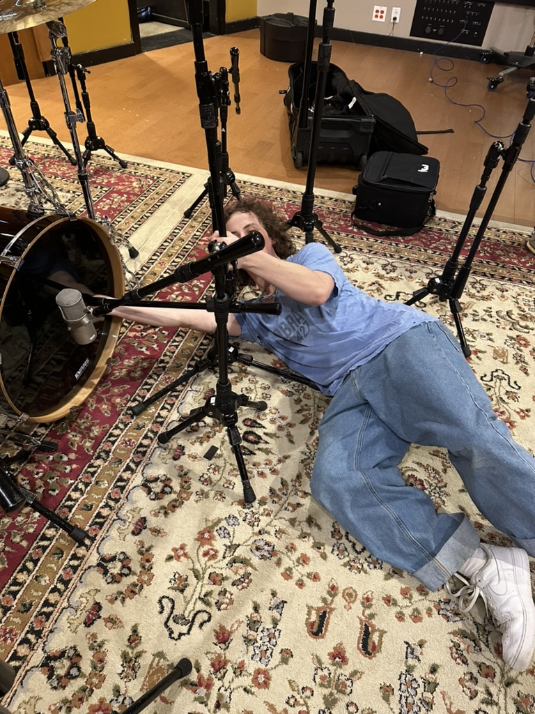 griffin setting up some microphones